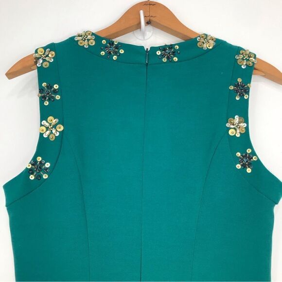 Belle by Badgley Mischka Green Cocktail Dress with Sequin Snowflake Collar - Picture 9 of 16